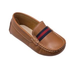 Toddler Club Loafer Natural Brown with Striped Accent